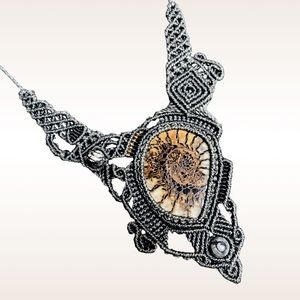 Macrame Ammonite Necklace